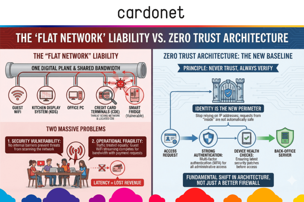 Flat Network vs Zero Trust Architecture for Secure Restaurants