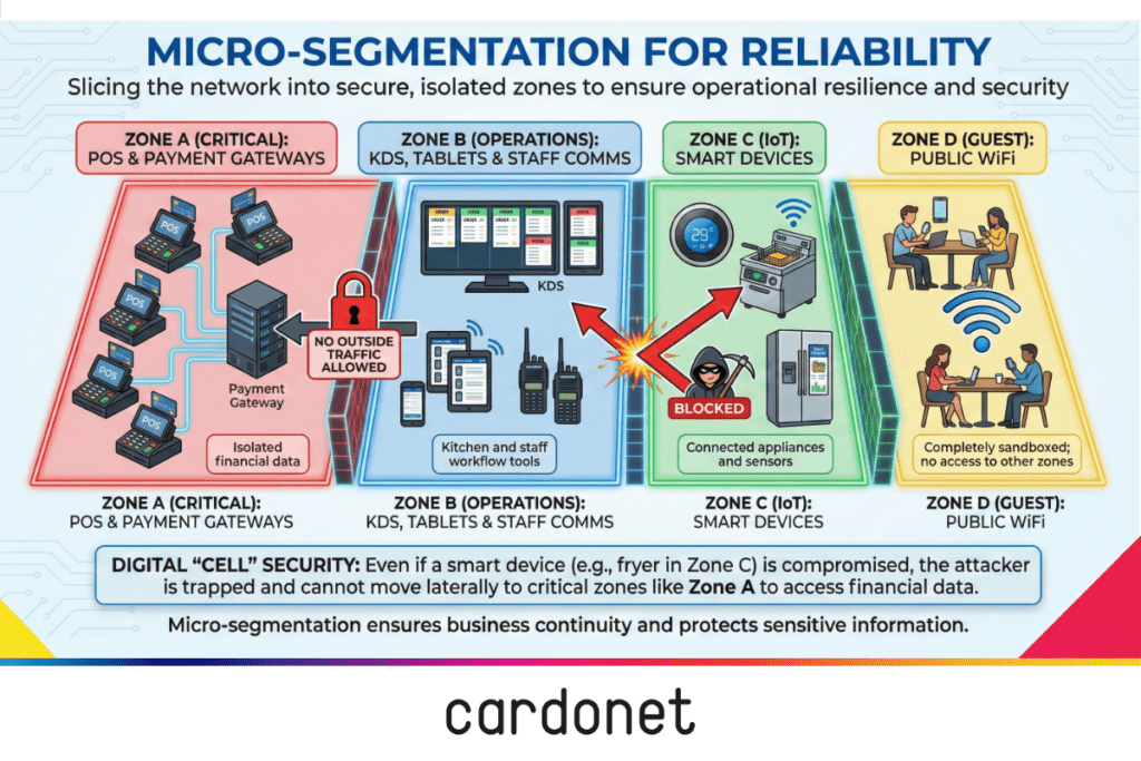 Restaurant Network Micro Segmentation for Reliability and Cyber Security